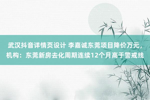 武汉抖音详情页设计 李嘉诚东莞项目降价万元，机构：东莞新房去化周期连续12个月高于警戒线