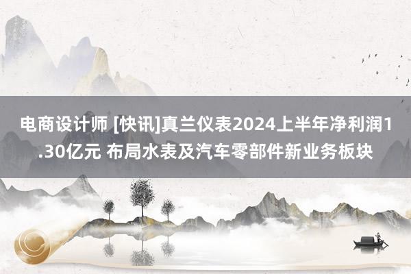 电商设计师 [快讯]真兰仪表2024上半年净利润1.30亿元 布局水表及汽车零部件新业务板块